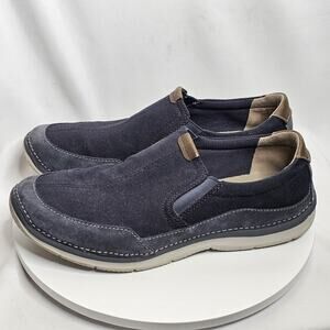 Clarks Collection Ripton Navy Blue Suede Leather Loafers Slip on Men's 11.5 M